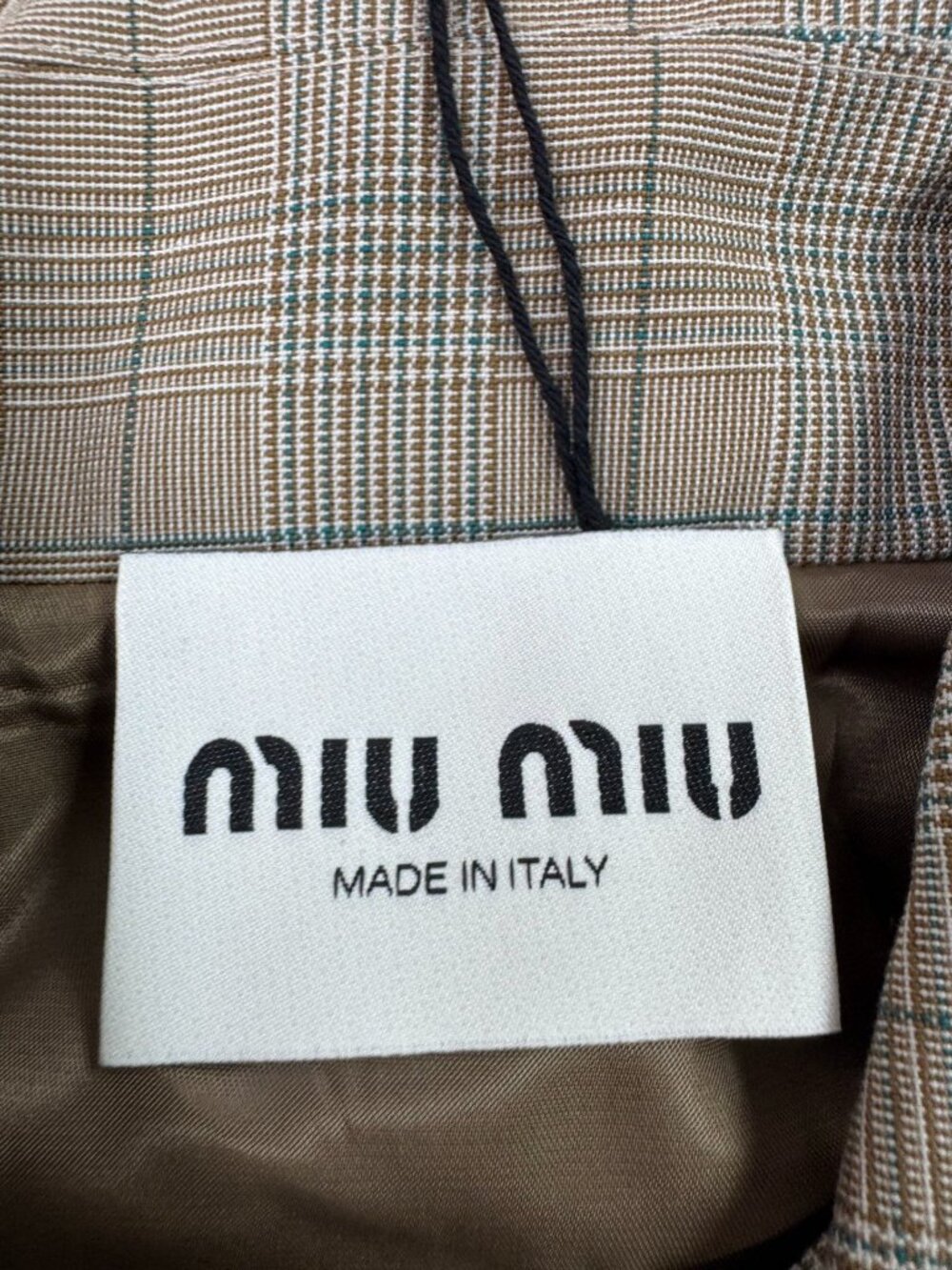 Miu Miu Plaid Collared Zip Bomber Jacket Metal Logo Unisex - Picture 4 of 11